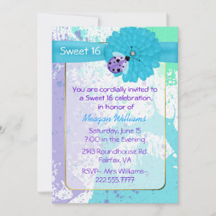 Colourful Fun Sweet 16 Birthday Party Invitation