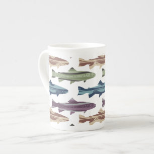 Colourful Fun Trout Fish Pattern Bone China Mug
