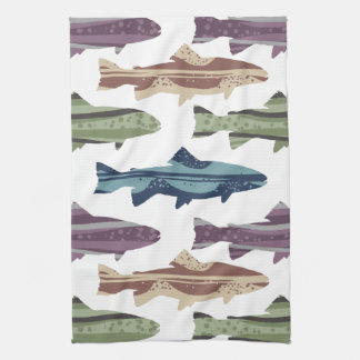 Colourful Fun Trout Fish Pattern Kitchen Towel