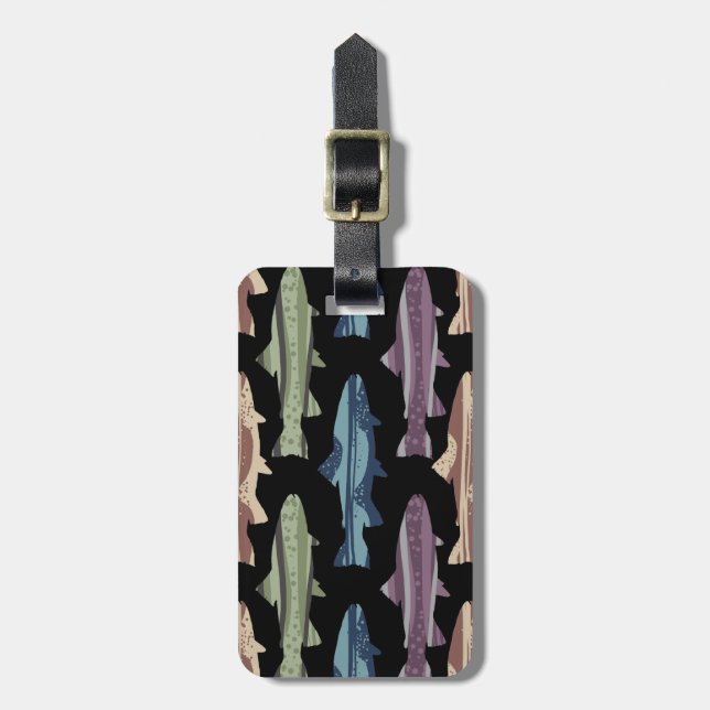 Colourful Fun Trout Fish Pattern Luggage Tag (Front Vertical)