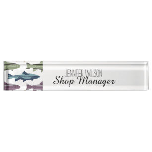 Colourful Fun Trout Fish Pattern Nameplate