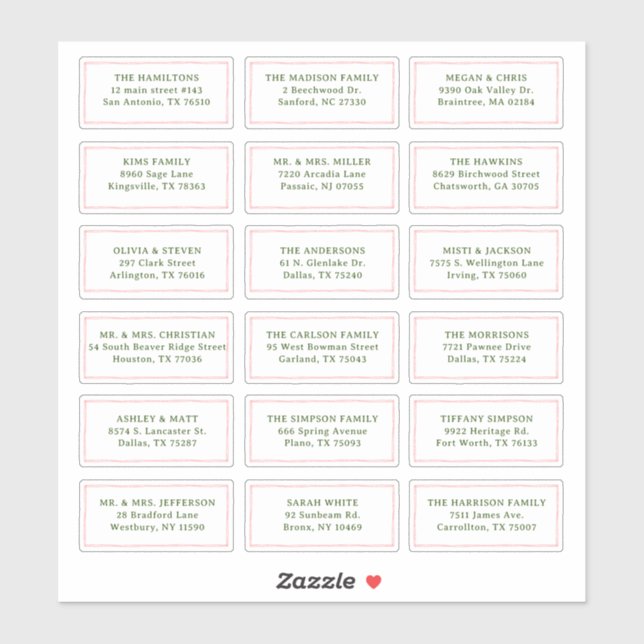 Colourful Fun Wedding Guest Recipient Name Address (Sheet)