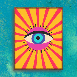 Colourful Funky Evil Eye Poster