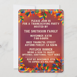 Colourful Funky Fall Tree Thanksgiving Meetup Part Invitation