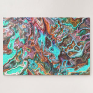 Colourful Funky Fun Faux 3D Blur Waves Art Pattern Jigsaw Puzzle