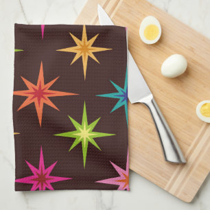 Colourful Funky Mid Century Mod Atomic Starbursts  Kitchen Towel