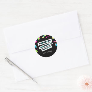 Colourful Funky Neon Retro Birthday Party Thank Yo Classic Round Sticker