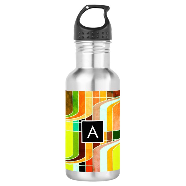 Colourful Funky Retro Inspired 532 Ml Water Bottle (Front)