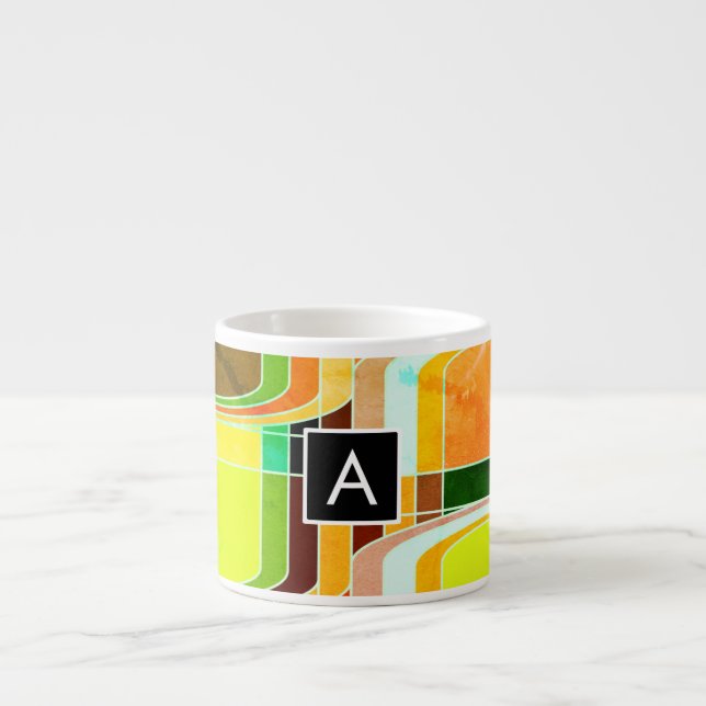 Colourful Funky Retro Inspired Espresso Cup (Front)