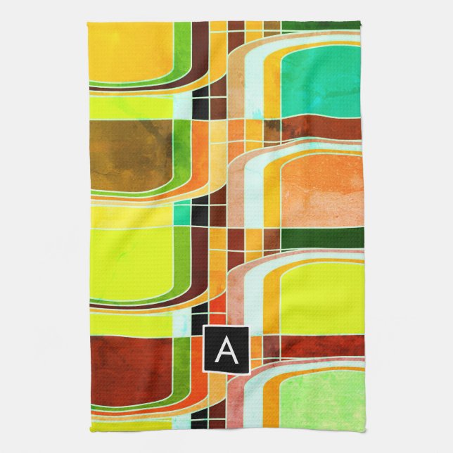Colourful Funky Retro Inspired Kitchen Towel (Vertical)