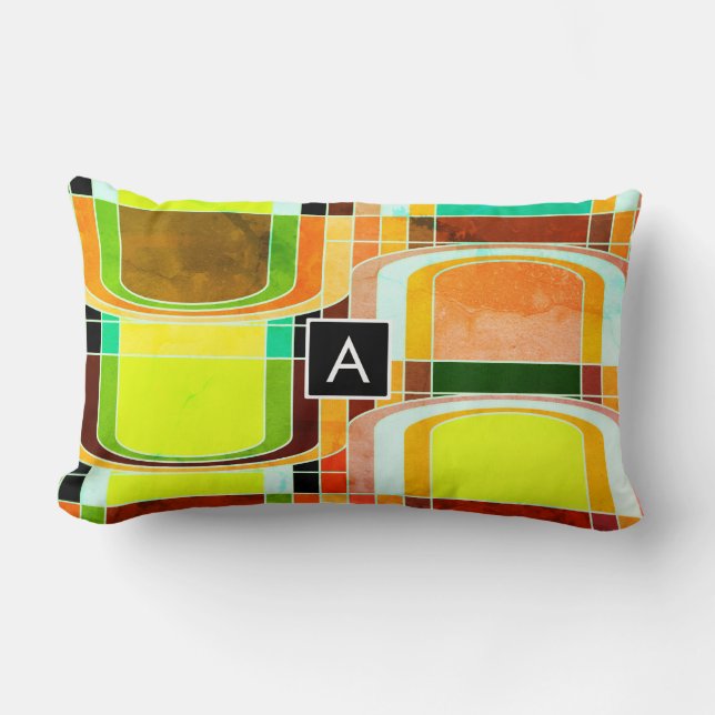 Colourful Funky Retro Inspired Lumbar Pillow (Front)