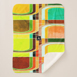 Colourful Funky Retro Inspired Sherpa Blanket