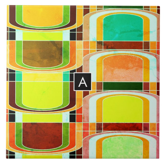 Colourful Funky Retro Inspired Tile (Front)