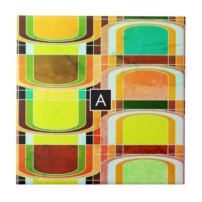 Colourful Funky Retro Inspired Tile (Front)