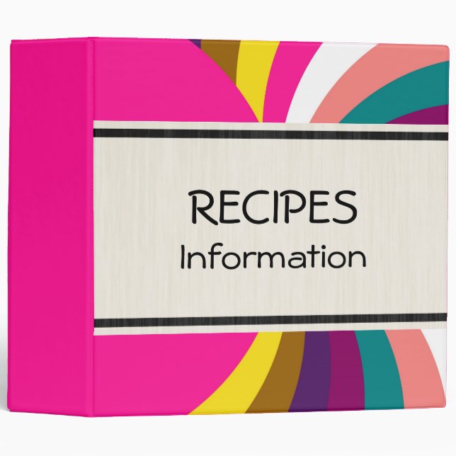 Colourful Funky Stripes Modern Geometric Pattern Binder (Front/Spine)
