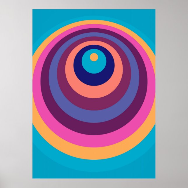 Colourful Funky Stripes Modern Geometric Pattern Poster (Front)