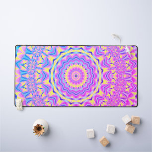 Colourful Funky Trippy Vibrant Jewel Tone Mandala Desk Mat