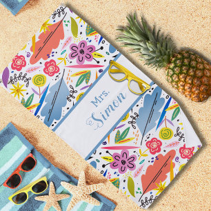 Colourful Funky Tropical Hawaiian Beach Towel