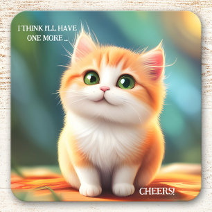 Colourful Funny Cat Coaster