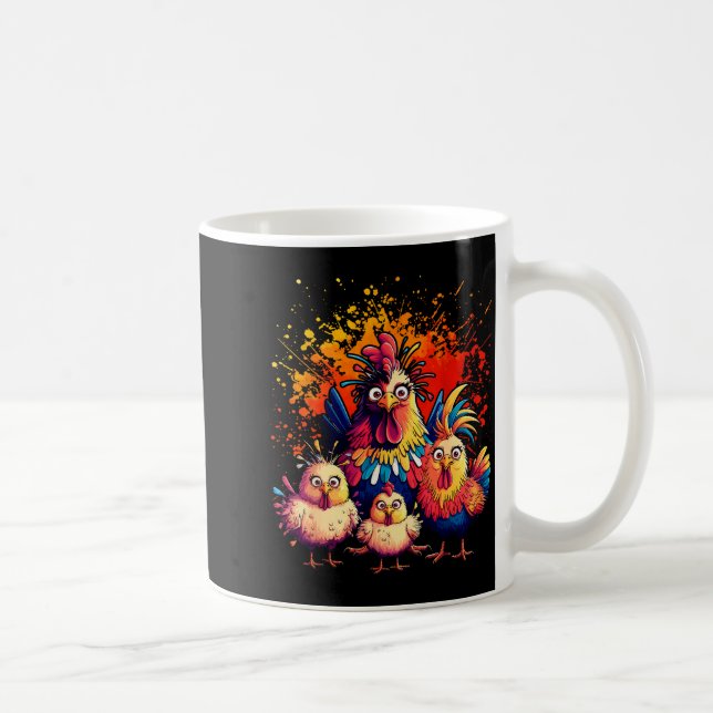 Colourful Funny Chicken Art  Coffee Mug (Right)