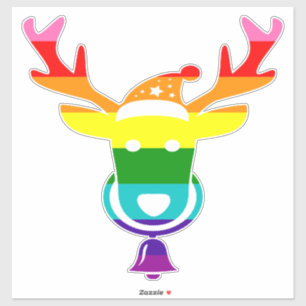 Colourful Funny Cute Reindeer Head Pride Christmas