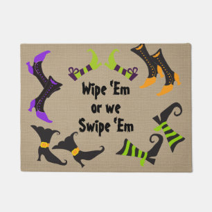 Colourful Funny Halloween Doormat - Witch Shoes