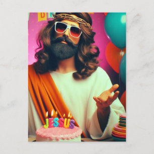 Colourful Funny Happy Birthday Jesus Postcard