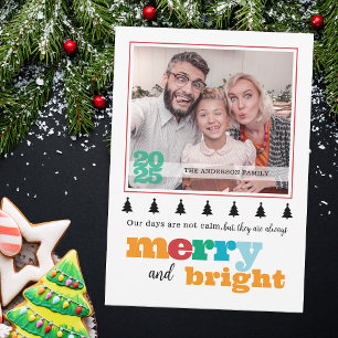Colourful Funny Modern Merry and Bright Retro Holiday Card