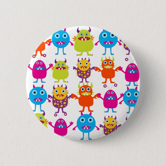 Colourful Funny Monster Party Creatures Bash 2 Inch Round Button (Front)