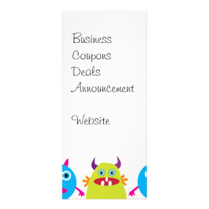 Colourful Funny Monster Party Creatures Bash Rack Card