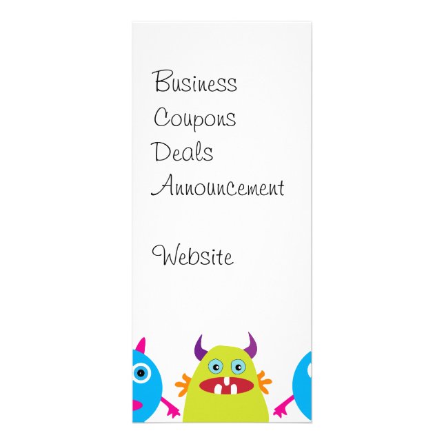 Colourful Funny Monster Party Creatures Bash Rack Card (Front)
