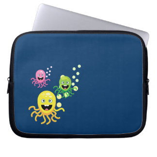 Colourful funny octopi laptop sleeve