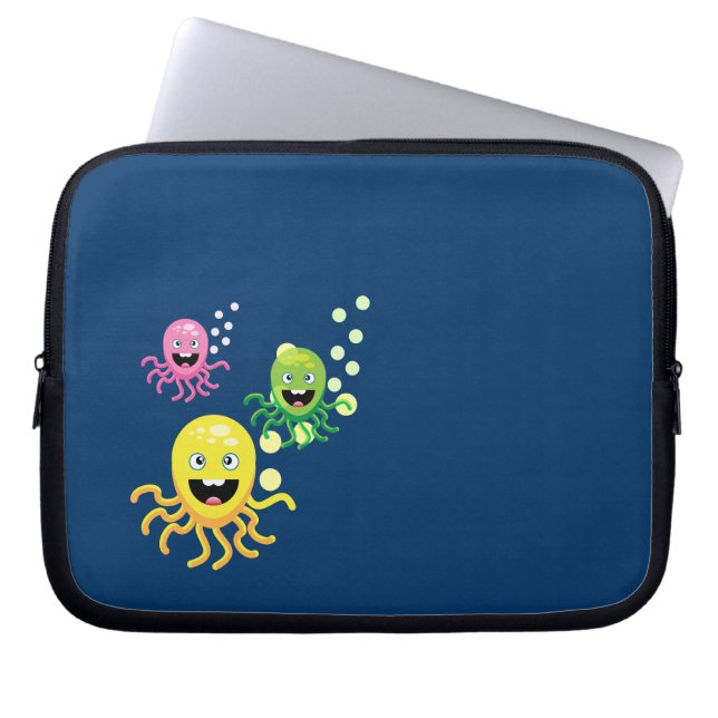 Colourful funny octopi laptop sleeve (Front)