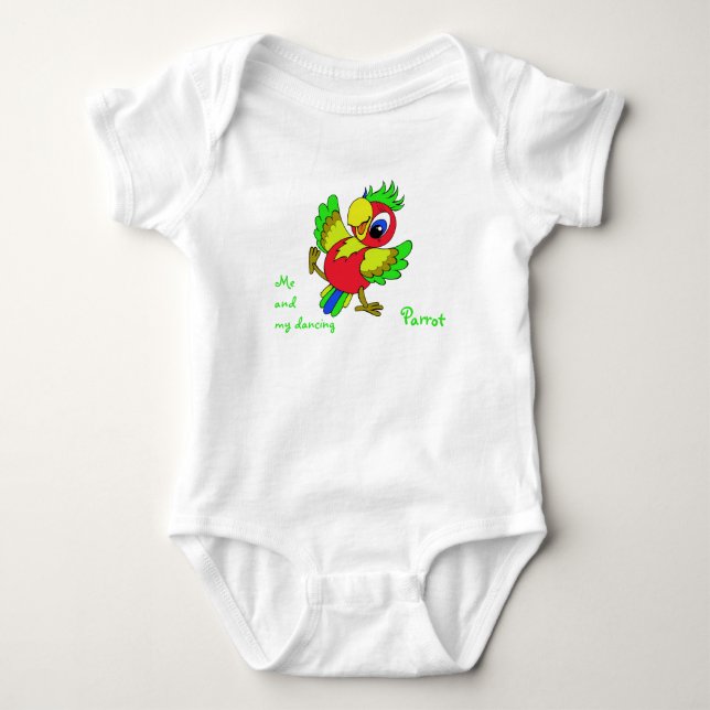 Colourful funny Parrot Baby Bodysuit (Front)