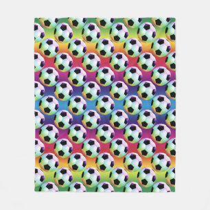 Colourful Funny Soccer Balls Pattern Fleece Blanket