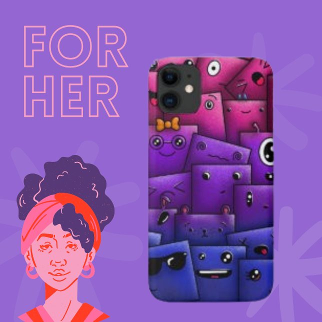   Colourful Funny Sparkling Square Faces Modern Case-Mate iPhone Case (Creator Uploaded)