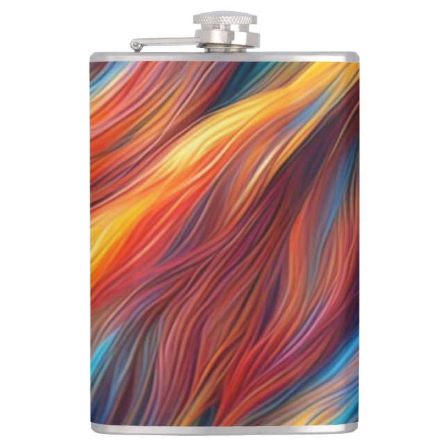 Colourful Fur Texture Background-68454 Hip Flask (Front)