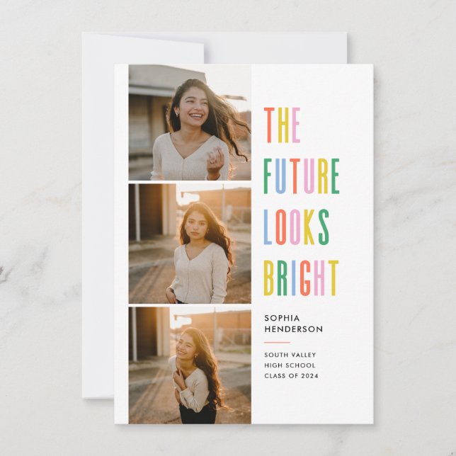 Colourful Future Looks Bright Grad Announcement (Front)