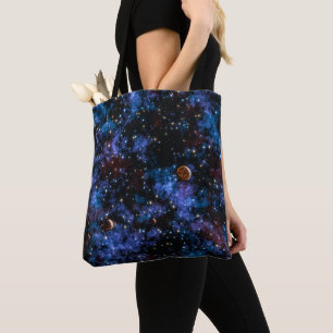 Colourful galaxies, stars and planets tote bag