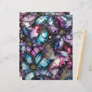 Colourful Galaxy Alcohol Ink Poinsettia Scrapbook