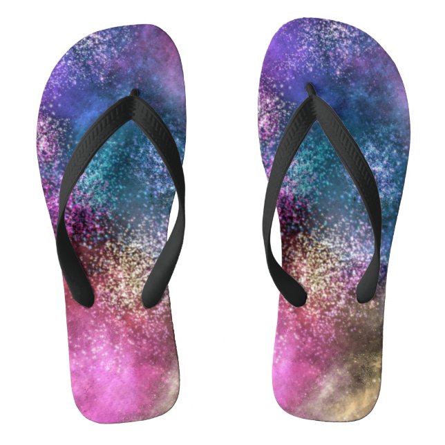 Colourful Galaxy Pattern Flip Flops (Footbed)