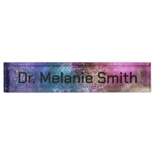 Colourful Galaxy Pattern Nameplate