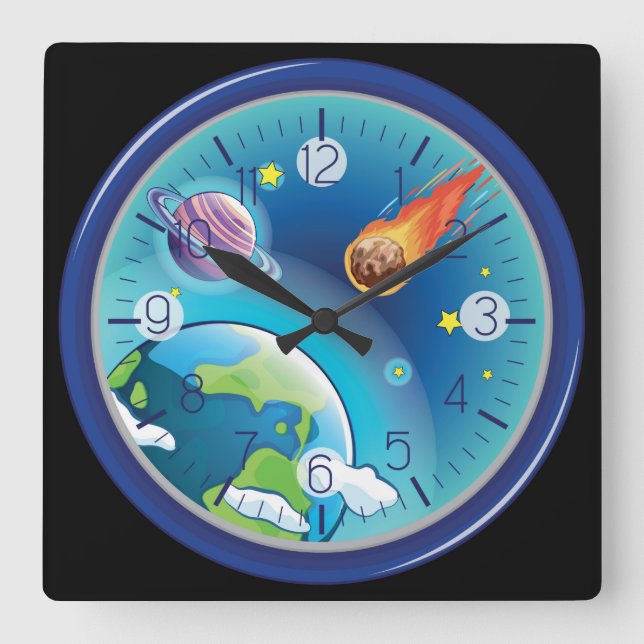 Colourful Galaxy Square Wall Clock (Front)