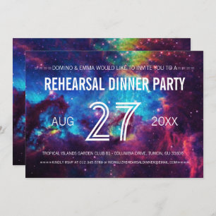 Colourful Galaxy Wedding Rehearsal Dinner Invitation