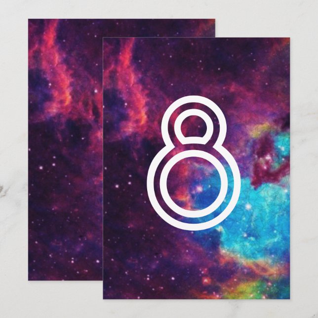 Colourful Galaxy Wedding Table Numbers (Front/Back)