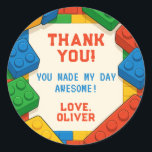 Colourful Game Building Blocks Thank You Tag<br><div class="desc">Celebrate your little builder’s big day with this colourful thank you tag inspired by classic building block games. Perfect for party favours, this editable tag features bold, playful design and fun text. Customize easily in minutes with your own message. Great for birthdays, game-themed parties, and creative celebrations. Designed with kids...</div>