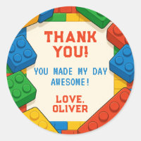 Colourful Game Building Blocks Thank You Tag