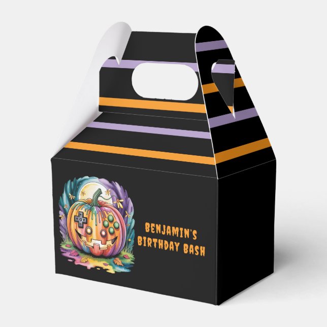 Colourful Gamer Pumpkin Halloween Bash  Favor Box (Front Side)