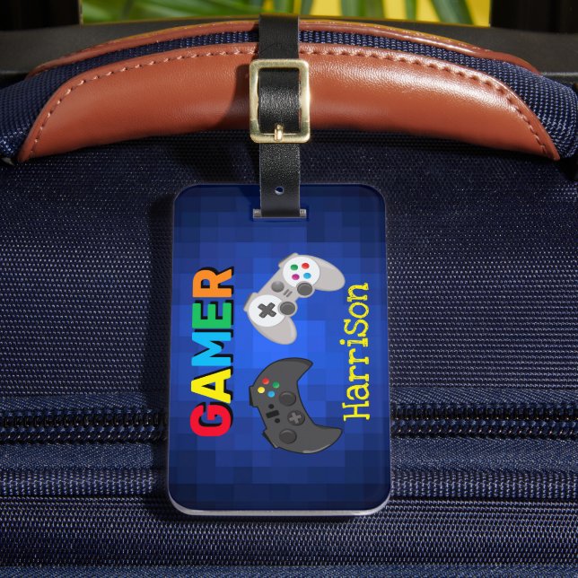 Colourful Gamer Video Game Personalized Luggage Tag (Front Insitu 2)