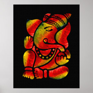 Colourful Ganesha Canvas Oil Painting Poster